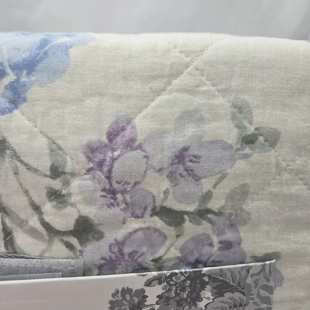 Shabby Chic Rose Floral KING Quilt Linen Cotton NEW Cottage Farmhouse Coquette